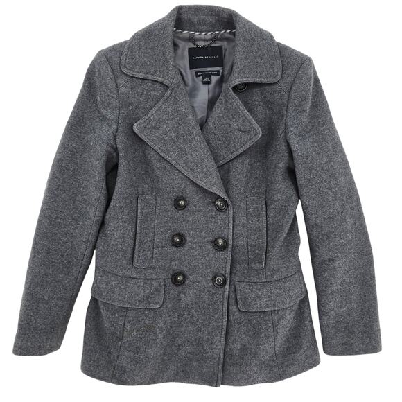 Banana Republic Women's Italian Wool Pea Coat Gray S - Picture 1 of 7
